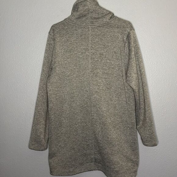 Lands End Heather Gray Cowl Neck Long Soft Cross Over Detail Sweater Size XL 18 - Picture 9 of 9
